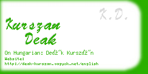 kurszan deak business card